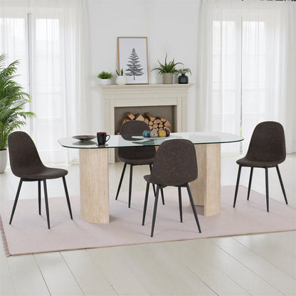 Modena Dining Set with Athens Chairs - Cream/Brown Faux Leather