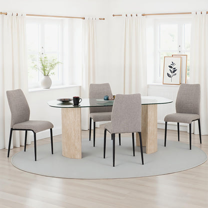 Modena Dining Set with Chilton Chairs - Cream/Grey Fabric