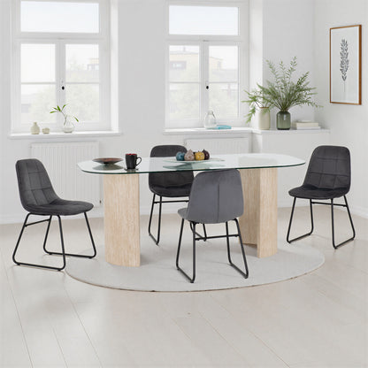 Modena Dining Set with Lukas Chairs - Cream/Grey Velvet