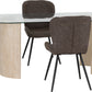 Modena Dining Set with Quebec Chairs - Cream/Brown Faux Leather