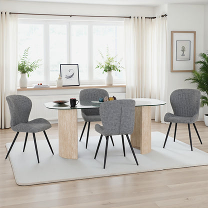 Modena Dining Set with Quebec Chairs - Cream/Grey Faux Leather