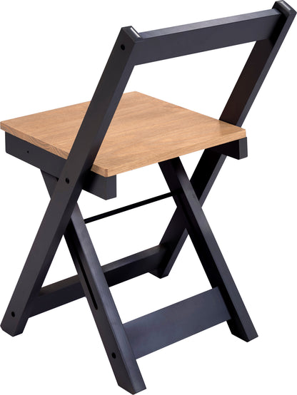 Santos Folding Chair (Box of 2) - Navy Blue/Distressed Waxed Pine