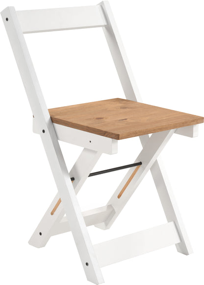 Santos Folding Chair (Box of 2) - White/Distressed Waxed Pine