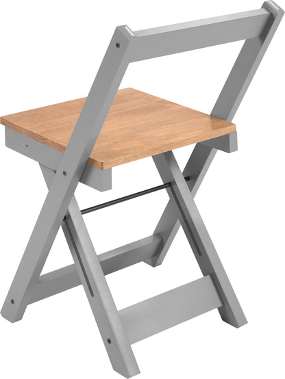 Santos Folding Chair (Box of 2) - Grey Slate/Distressed Waxed Pine
