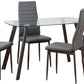 Abbey Dining Set - Clear Glass/Grey/Grey Faux Leather