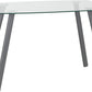 Abbey Dining Set - Clear Glass/Grey/Grey Faux Leather