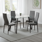 Abbey Dining Set - Clear Glass/Grey/Grey Faux Leather