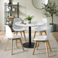 Set of 2 Agatha White Plastic Dining Chairs with Wooden Legs