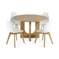 Set of 2 Agatha White Plastic Dining Chairs with Wooden Legs