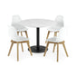 Set of 2 Agatha White Plastic Dining Chairs with Wooden Legs
