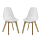 Set of 2 Agatha White Plastic Dining Chairs with Wooden Legs