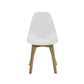 Set of 2 Agatha White Plastic Dining Chairs with Wooden Legs