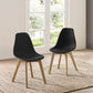 Set of 2 Agatha Black Plastic Dining Chairs with Wooden Legs