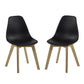 Set of 2 Agatha Black Plastic Dining Chairs with Wooden Legs