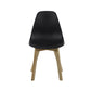 Set of 2 Agatha Black Plastic Dining Chairs with Wooden Legs