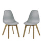 Set of 2 Agatha Grey Plastic Dining Chairs with Wooden Legs