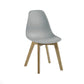 Set of 2 Agatha Grey Plastic Dining Chairs with Wooden Legs
