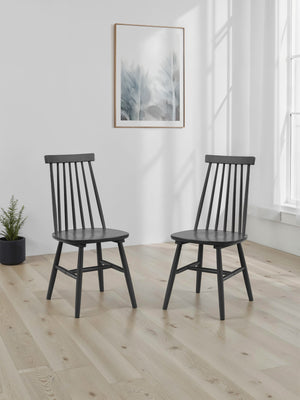 Set Of 2 Alassio Spindle Back Dining Chairs - Black