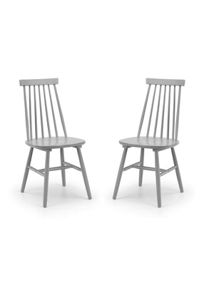 Set Of 2 Alassio Spindle Back Dining Chairs - Grey
