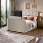 Alana Side-Lift Ottoman TV Bed - Cream Velvet, Double