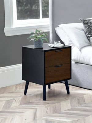 Alba 2 Drawer Bedside - Walnut/Black