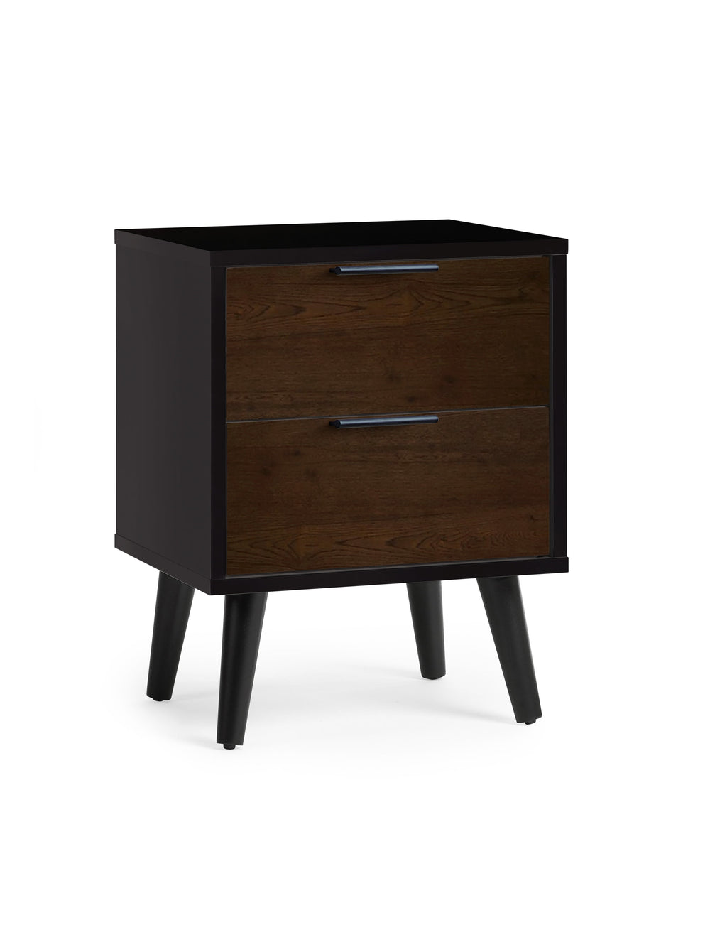 Alba 2 Drawer Bedside - Walnut/Black