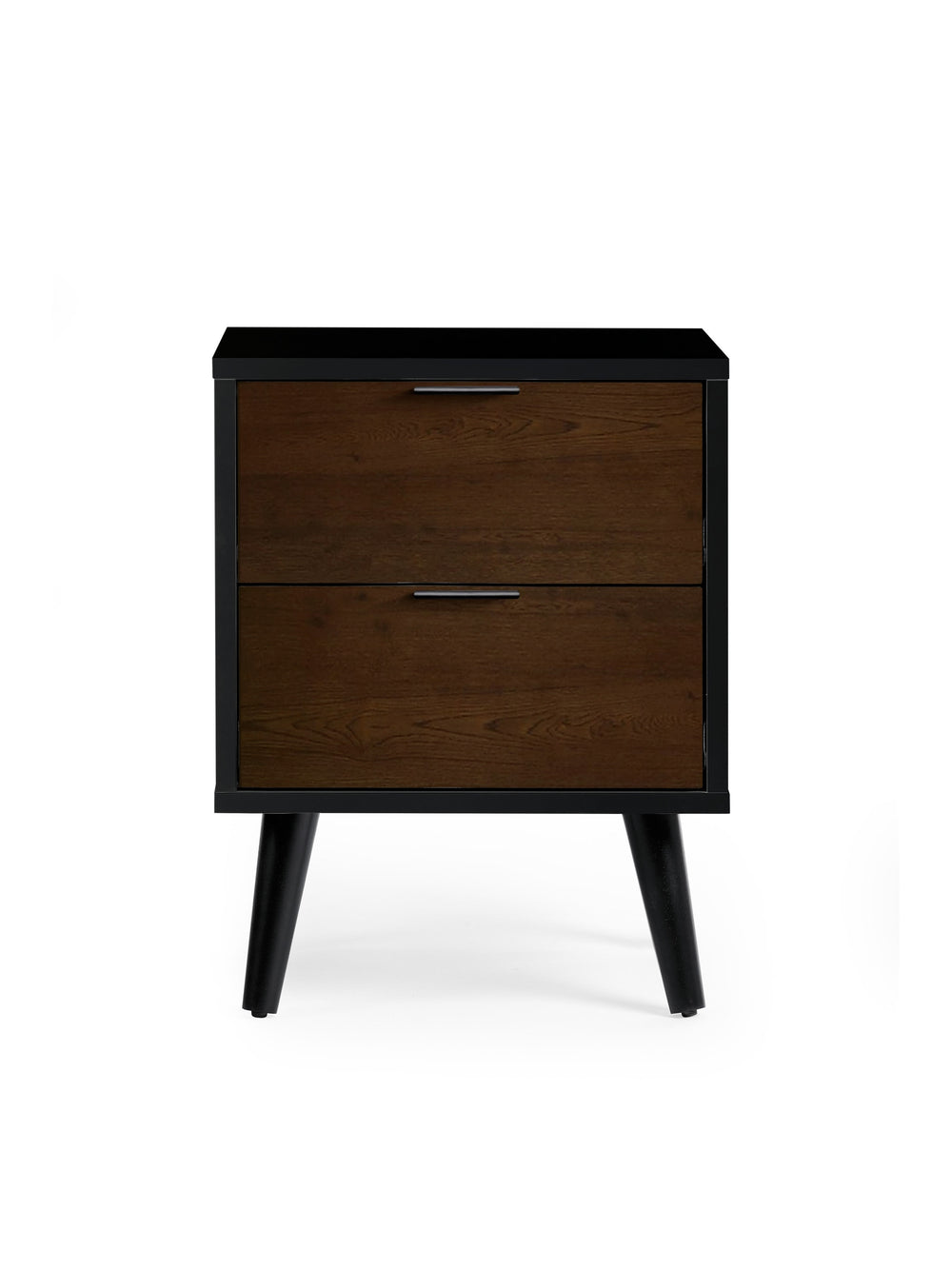Alba 2 Drawer Bedside - Walnut/Black