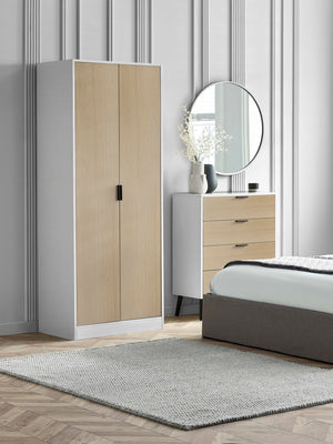 Alba 2 Door Wardrobe - White/Oak