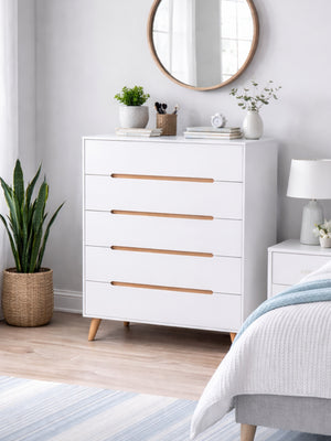 Alicia 5 Drawer Chest - White