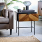 Alvin Black and Natural Wood‑effect 1 Drawer Lamp Table