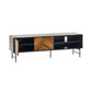 Alvin Black and Natural Wood‑Effect 65" TV Unit