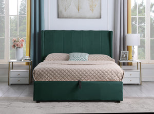 Amelia Plus 5' Storage Bed - GREEN VELVET FABRIC