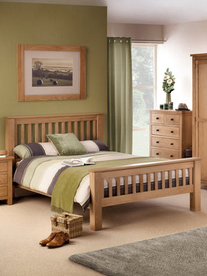 Amsterdam 150cm King Light Oak High Footend Solid Oak Bed