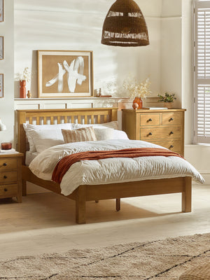 Amsterdam 135cm Double Light Oak Low Footend Solid Oak Bed
