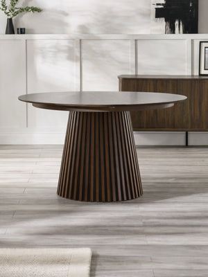 Arya Round 4 to 6 Seater Extending Dining Table - Dark Oak Effect