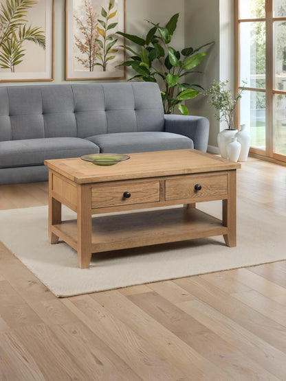 Astoria 2 Drawer Coffee Table - Oak