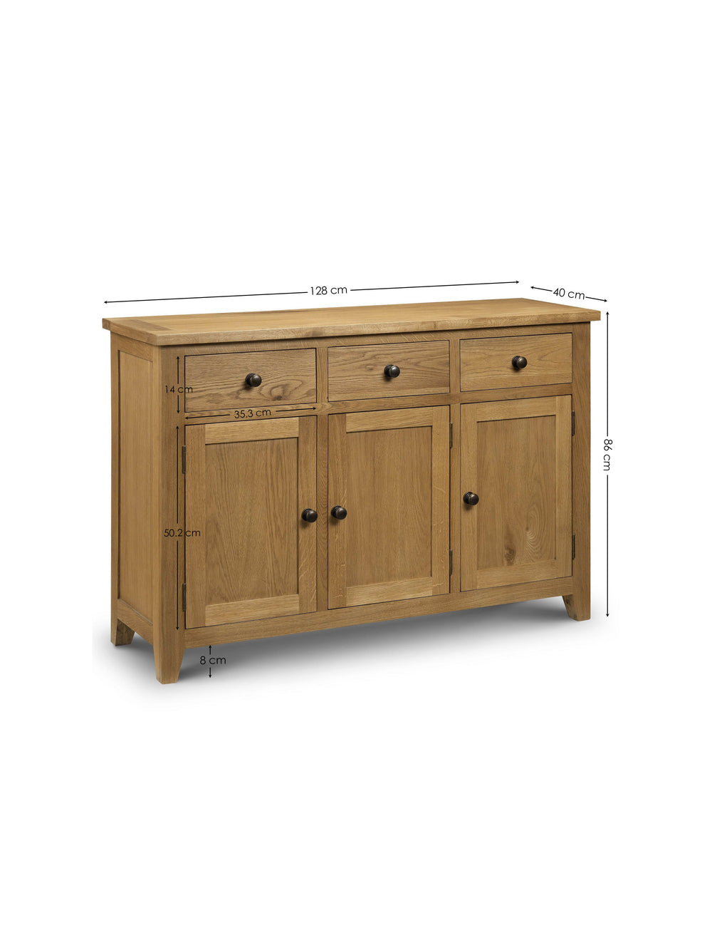 Astoria 3 Door 3 Drawer Sideboard - Oak