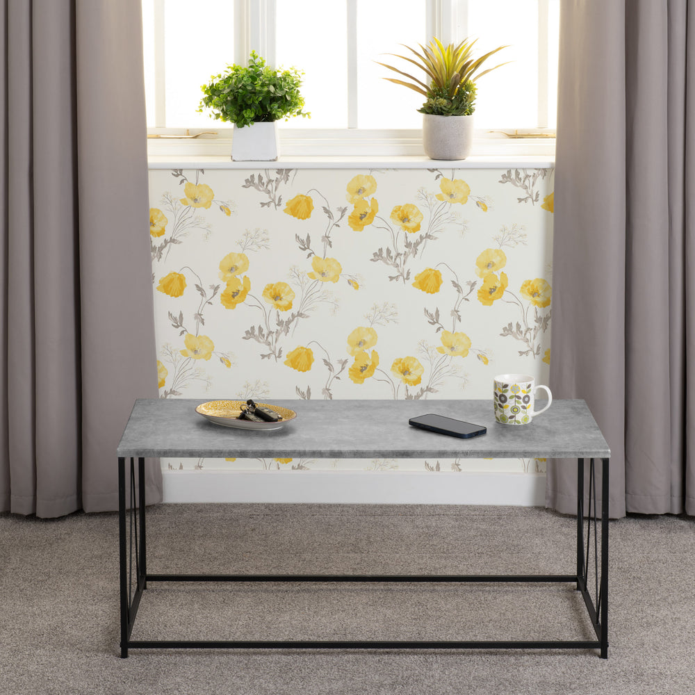 Athens Rectangular Coffee Table - Concrete Effect/Black