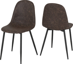 Athens Chair (Box of 2) - Brown Faux Leather
