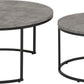Athens Round Coffee Table Set - Concrete Effect/Black