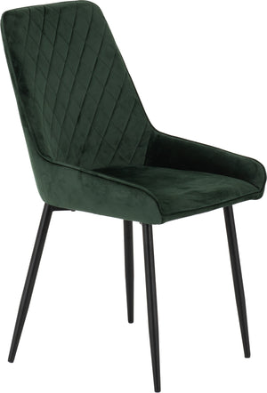 Hamilton Medium Dining Set with Avery Chairs - Medium Oak Effect/Black/Emerald Green Velvet