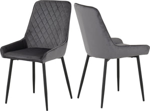 Hamilton Large Dining Set with Avery Chairs - Medium Oak Effect/Black/Grey Velvet