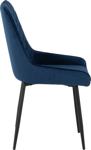 Avery Extending Dining Set with Avery Chairs - CONCRETE/SAPPHIRE BLUE VELVET