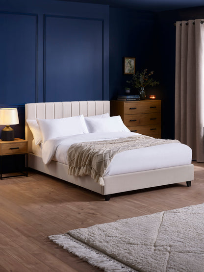 Aylen Upholstered Bed Frame - Oatmeal Linen, King