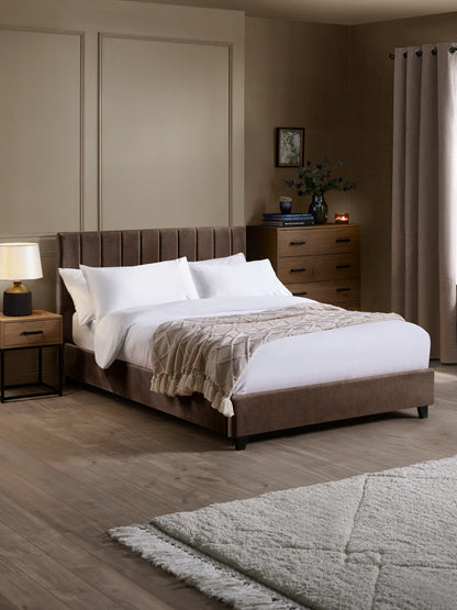 Aylen Upholstered Bed Frame - Chocolate Velvet, King