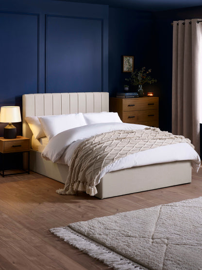 Aylen Upholstered Ottoman Storage Bed Frame - Oatmeal Linen, King
