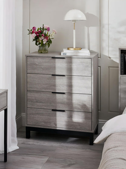 Bali 4 Drawer Chest - Grey Oak Effect