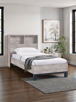 Bali Bookcase Bed Frame - Grey Oak Effect, Single