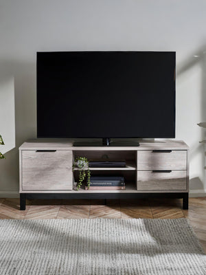 Bali 2 Drawer TV Unit up to 55 Inch - Grey Oak Effect