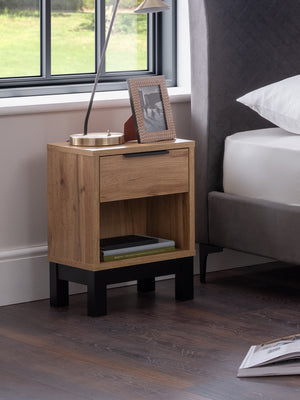 Bali Compact 1 Drawer Bedside Table - Light Oak Effect
